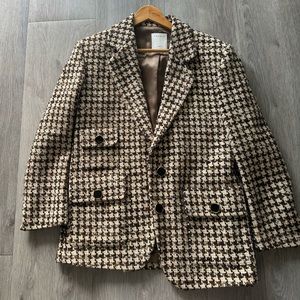 Maje Houndstooth wood blended blazer